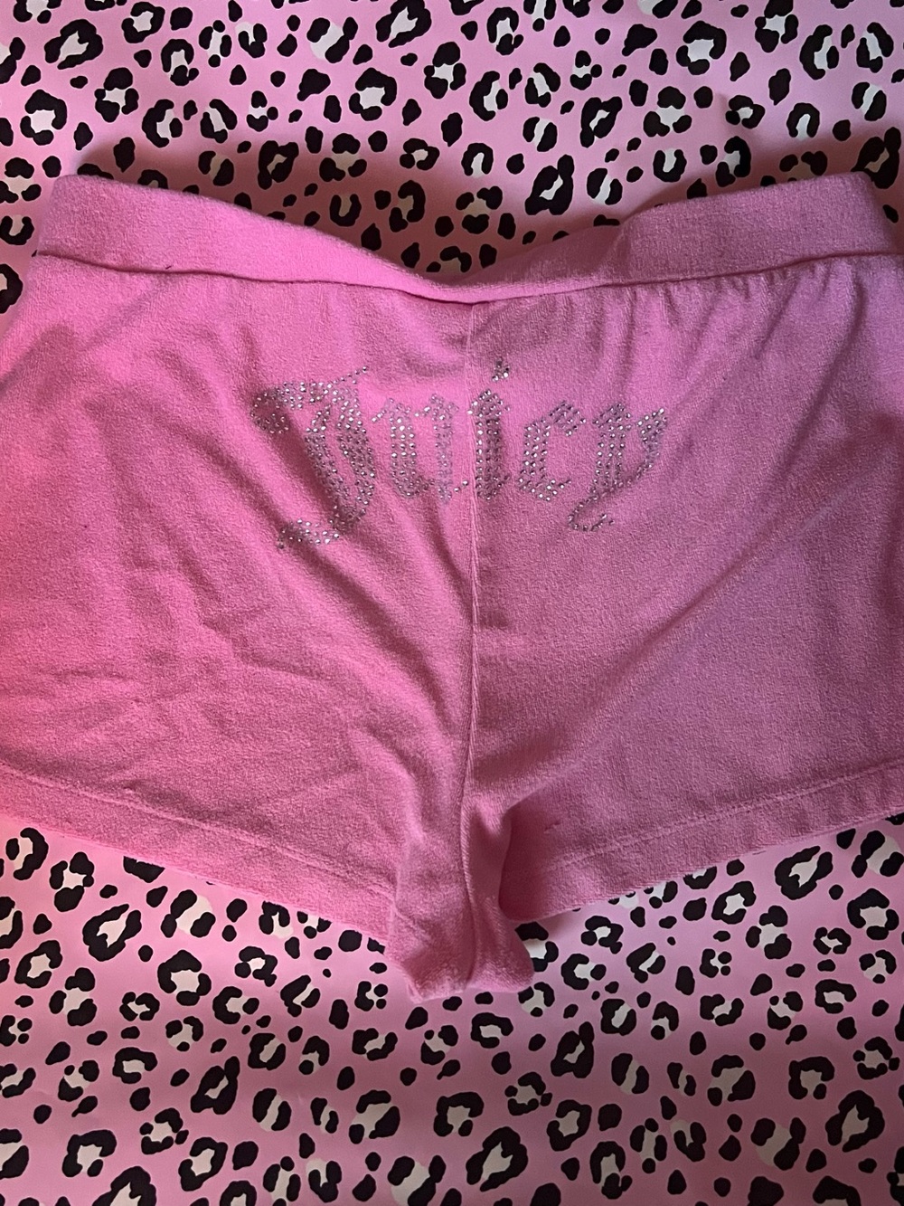 Juicy Couture Pink Rhinestone Logo Terry Shorts